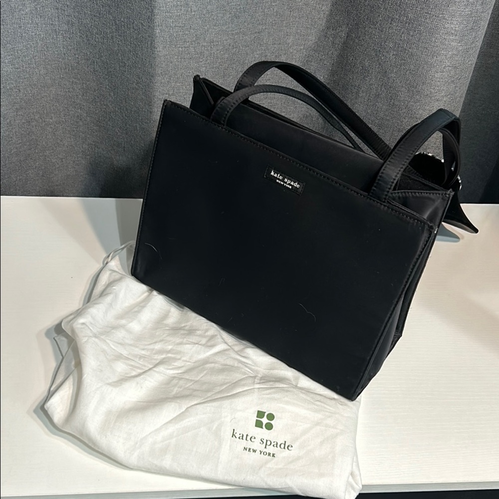 Classic black Kate Spade purse with Kate Spade dust bag satin look